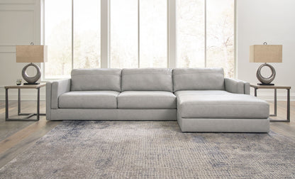Amiata - 2-Piece Sectional With Raf Corner Chaise - Leather Match - Glacier