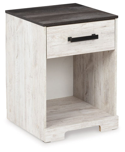 Shawburn - One Drawer Night Stand - Open Cubby - White / Black / Gray