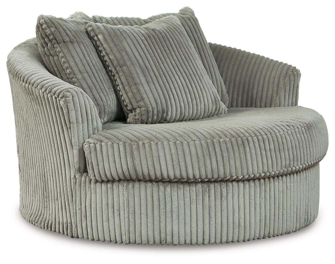 Lindyn - Oversized Swivel Accent Chair - Fabric - Fog