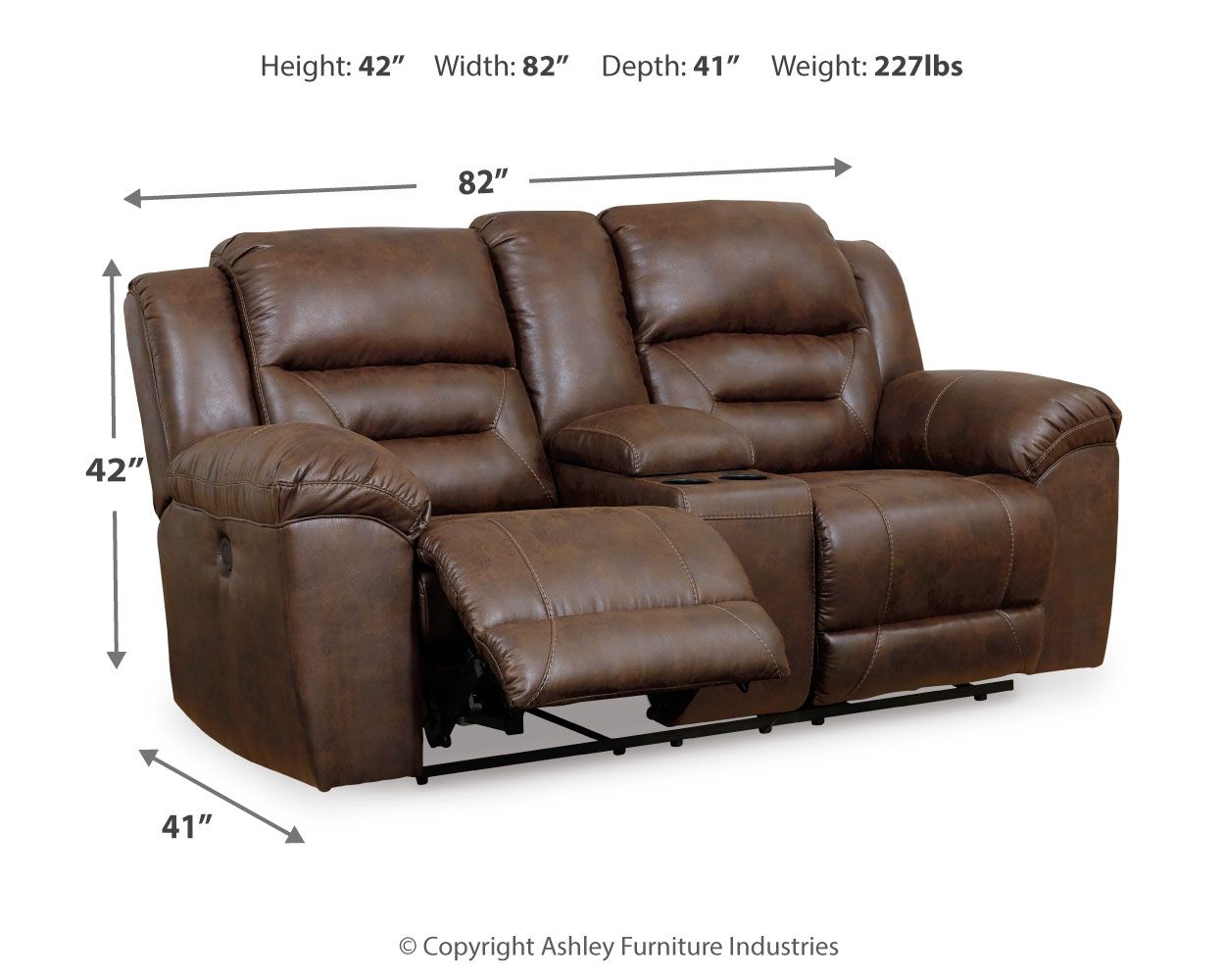 Stoneland - Dbl Power Reclining Loveseat With Console - Faux Leather - Chocolate