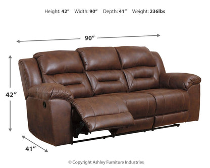 Stoneland - Reclining Sofa - Faux Leather - Chocolate