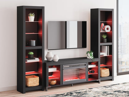 Cayberry - 3-Piece Entertainment Center With Electric Fireplace - Black