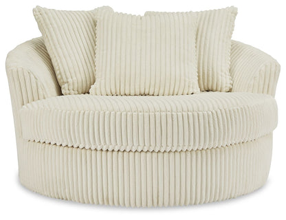 Lindyn - Oversized Swivel Accent Chair - Fabric - Ivory