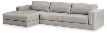 Amiata - 2-Piece Sectional With Laf Corner Chaise - Leather Match - Glacier
