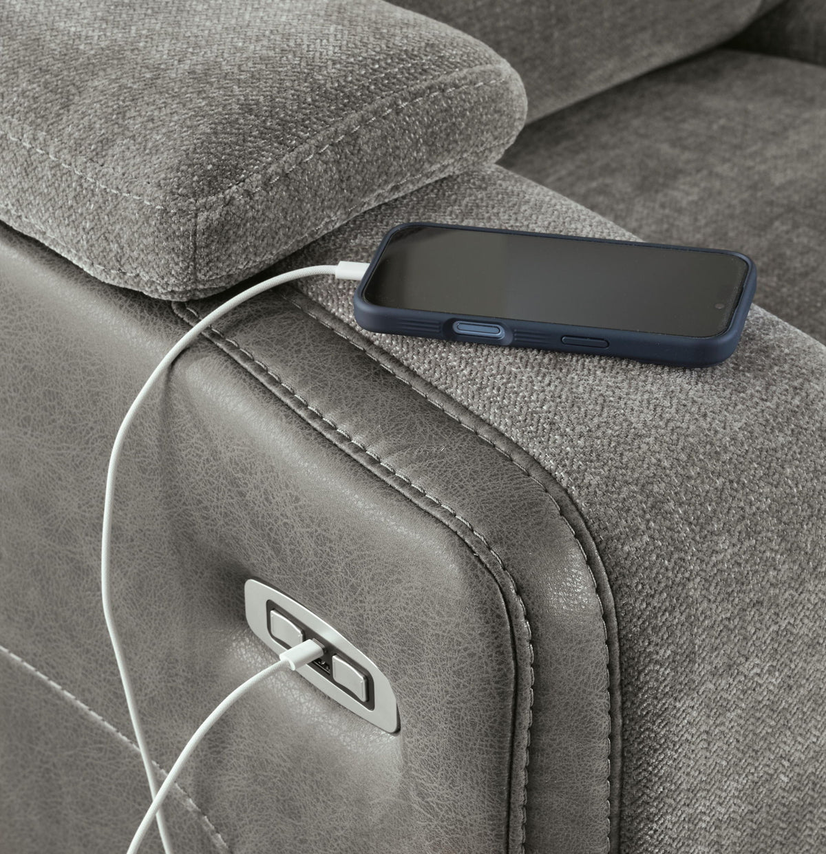 Mixed Motion - Power Reclining Loveseat With Console / Adjustable Headrest - Shadow