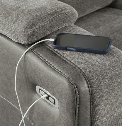 Mixed Motion - Power Reclining Loveseat With Console / Adjustable Headrest - Shadow