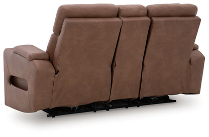 Clean-Slate - Power Reclining Loveseat With Console / Adj Headrest - Caramel