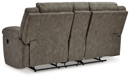 Laresview - Dbl Reclining Loveseat With Console - Faux Leather - Fossil