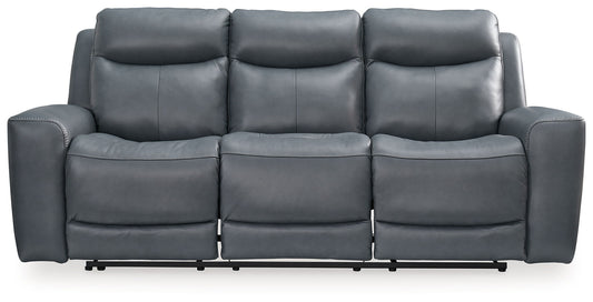 Mindanao - Pwr Reclining Sofa With Adj Headrest - Leather Match - Steel