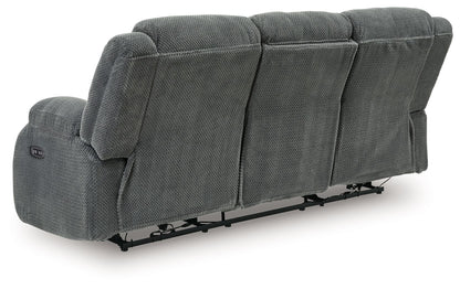 Observation - Reclining Power Sofa With Drop Down Table - Steel