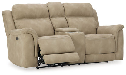 Next-Gen Durapella - Power Reclining Loveseat With Console/Headrest - Sand