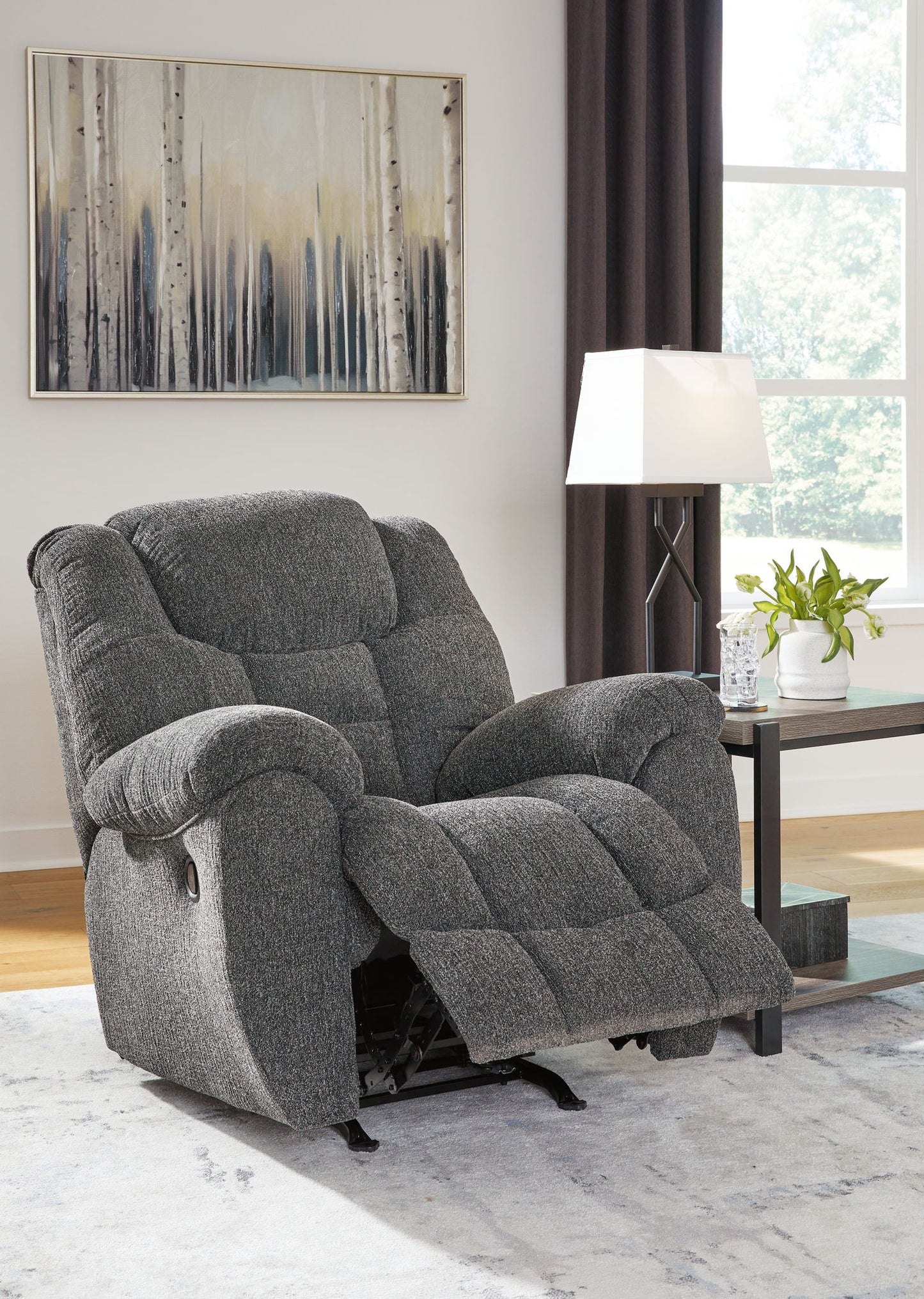 Foreside - Rocker Recliner - Fabric - Charcoal
