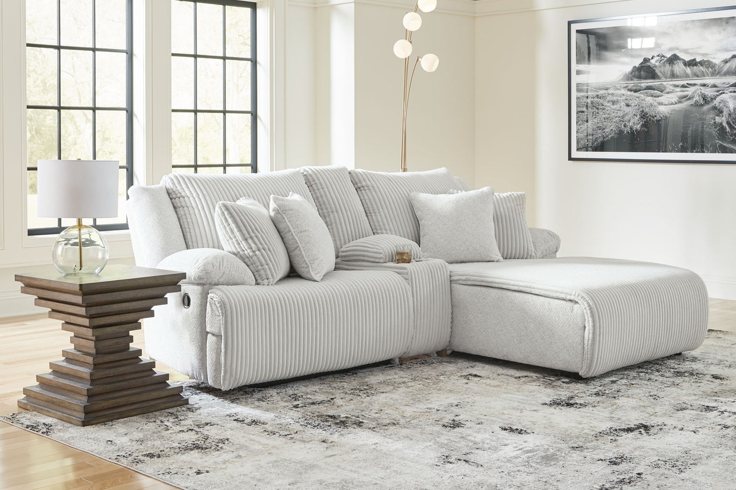Top Tier - 3-Piece Reclining Sectional Sofa With Raf Chaise - Fabric - Alloy