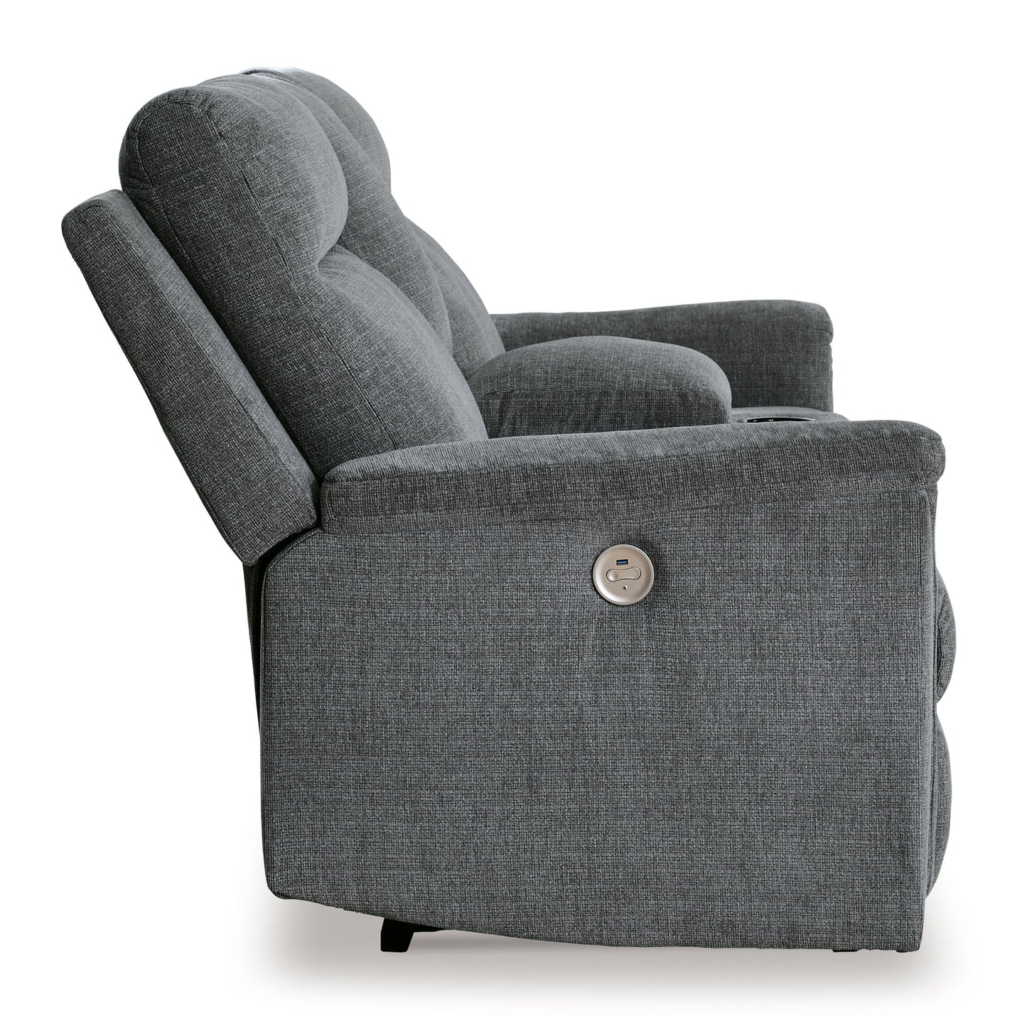 Barnsana - Dbl Power Reclining Loveseat with Console - Fabric - Gravel