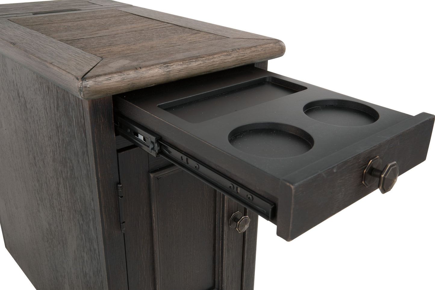 Tyler Creek - Chair Side End Table - Grayish Brown / Black