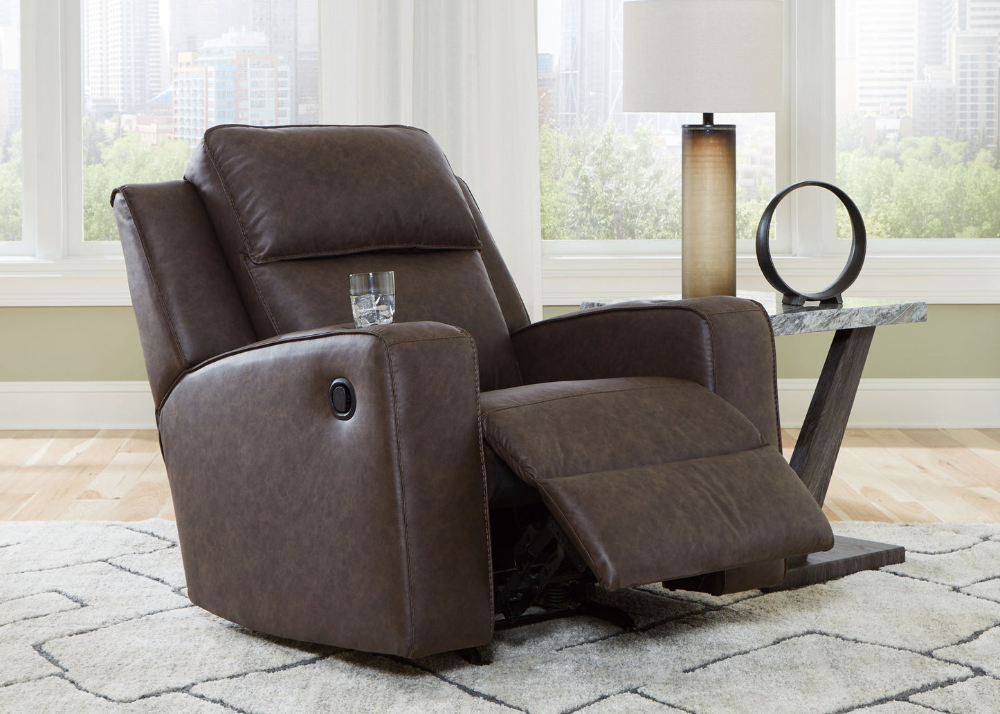 Lavenhorne - Rocker Recliner - Faux Leather - Granite