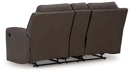 Lavenhorne - Dbl Reclining Loveseat W/Console - Faux Leather - Granite