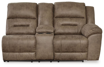 Ravenel - Raf Dbl Reclining Power Loveseat With Console - Faux Leather - Fossil
