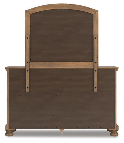 Feddinger - 5 Pc. - Queen Sleigh Storage Bed, Dresser, Mirror, Chest And Nightstand - Medium Brown
