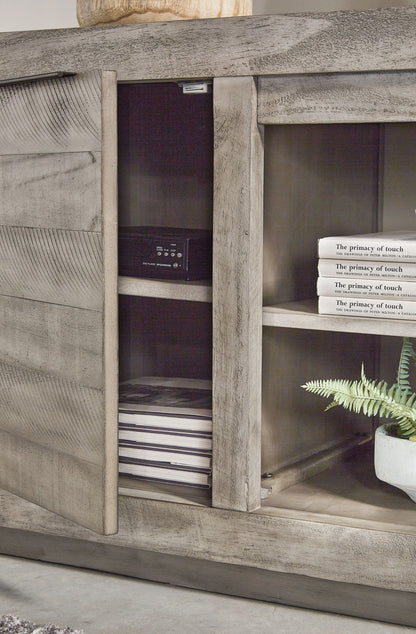 Naydell - XL TV Stand w/Fireplace Option - Gray