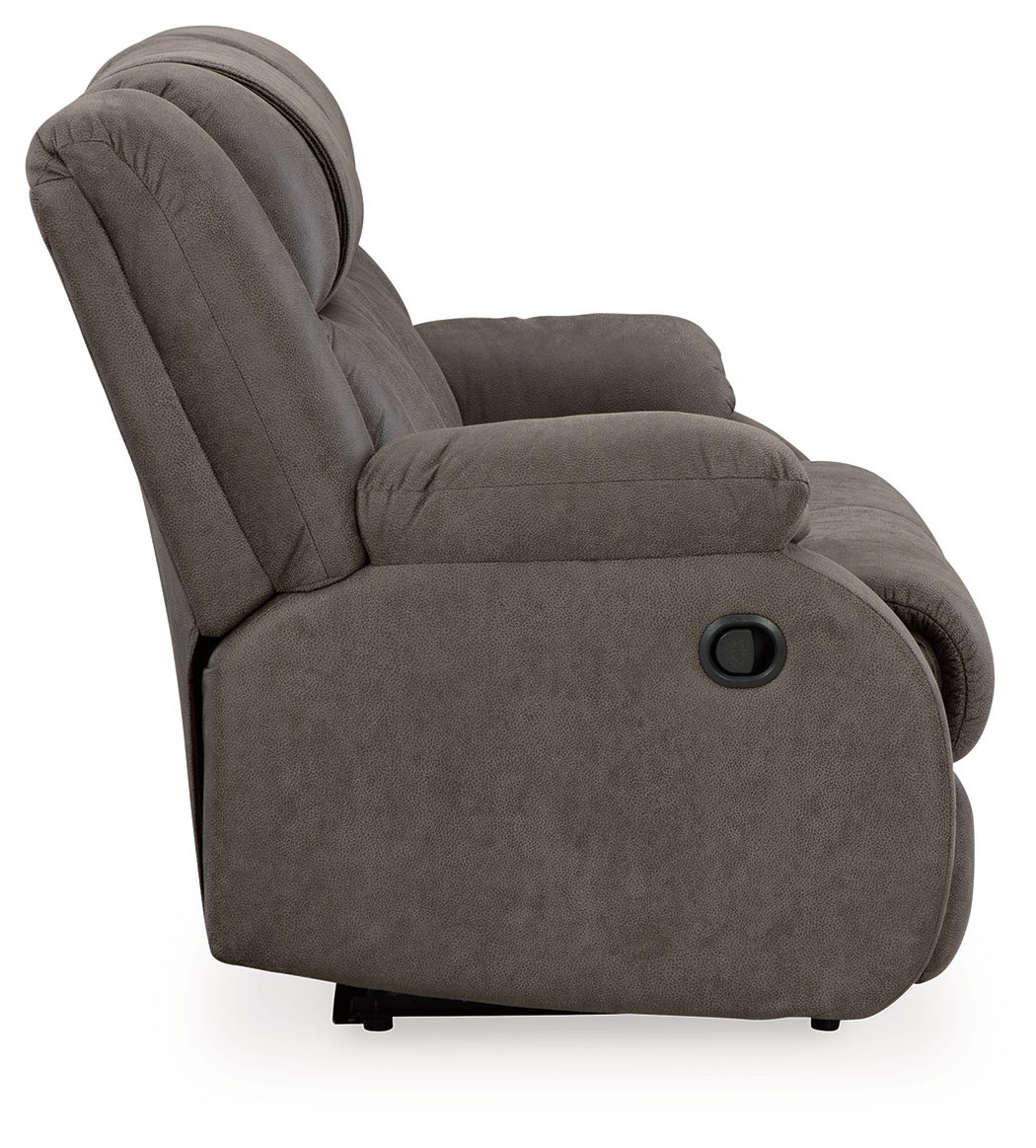 First Base - Reclining Loveseat - Faux Leather - Gunmetal