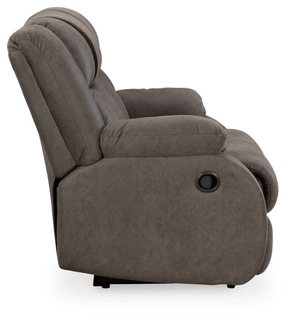 First Base - Reclining Loveseat - Faux Leather - Gunmetal