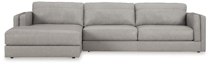 Amiata - 2-Piece Sectional With Laf Corner Chaise - Leather Match - Glacier