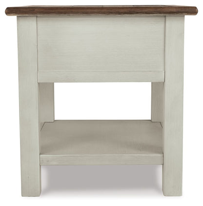 Bolanburg - Rectangular End Table - White / Brown / Beige