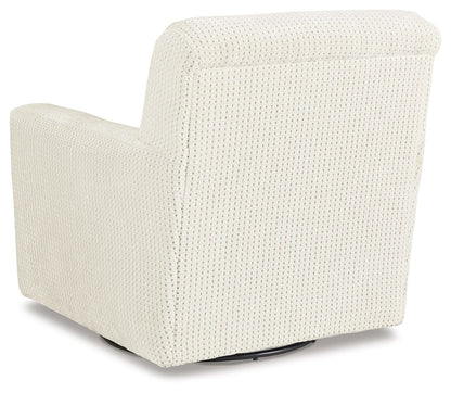 Herstow - Swivel Glider Accent Chair - Fabric - Ivory