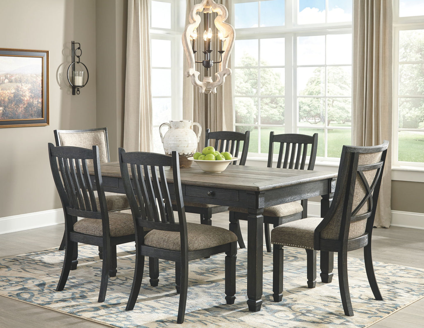 Tyler Creek - Dining UPH Side Chair (Set of 2) - Slatback - Black / Grayish Brown