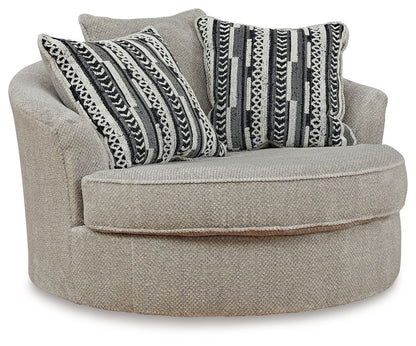 Calnita - Oversized Swivel Accent Chair - Fabric - Sisal