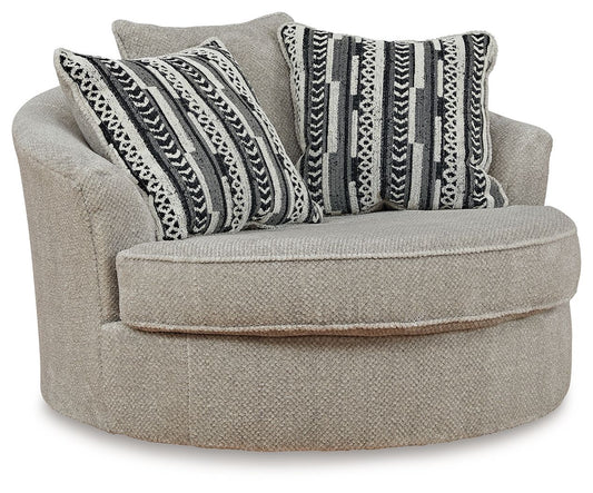 Calnita - Oversized Swivel Accent Chair - Fabric - Sisal