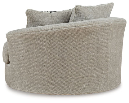 Calnita - Oversized Swivel Accent Chair - Fabric - Sisal
