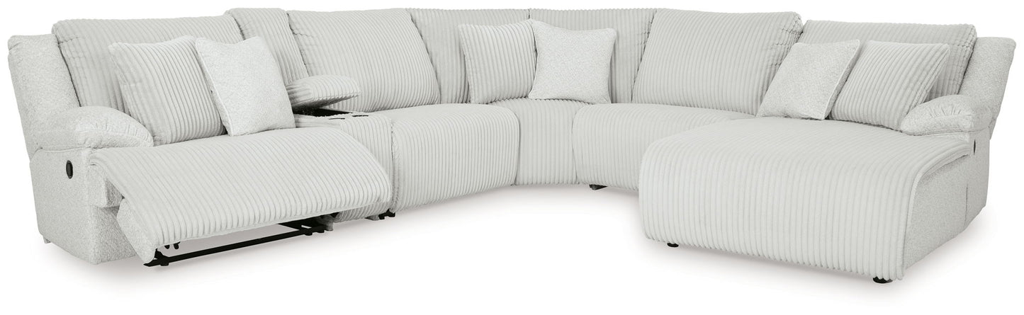 Top Tier - 6-Piece Reclining Sectional With Raf Chaise - Fabric - Alloy