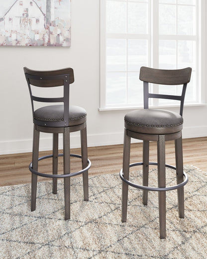Caitbrook - Tall UPH Swivel Barstool - Gray