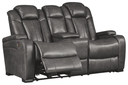 Turbulance - Pwr Rec Loveseat with Adjustable Headrest - Quarry