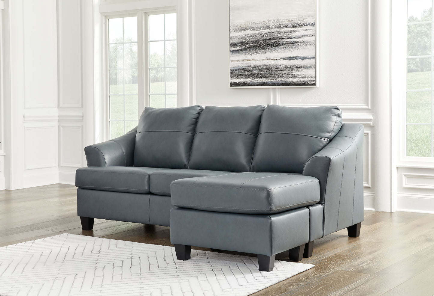 Genoa - Sofa Chaise - Leather Match - Steel