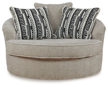 Calnita - Oversized Swivel Accent Chair - Fabric - Sisal