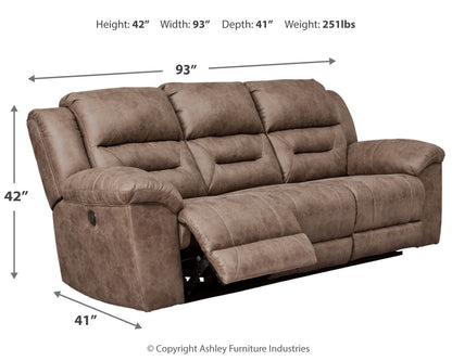 Stoneland - Power Reclining Sofa - Faux Leather - Fossil
