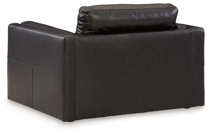 Amiata - Chair And A Half - Leather Match - Onyx