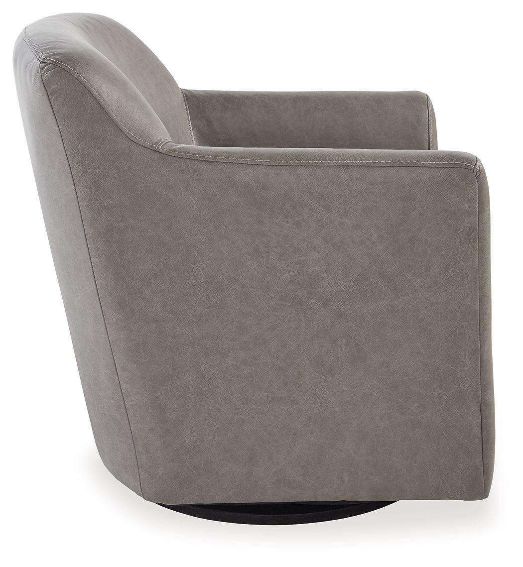 Bradney - Swivel Accent Chair - Leather Match - Fossil