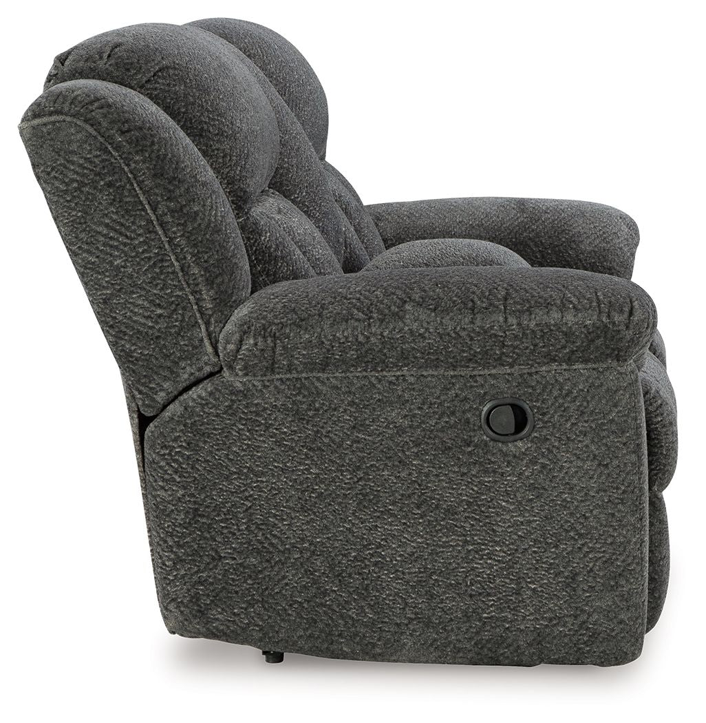 Frohn - Dbl Reclining Loveseat With Console - Fabric - Graphite