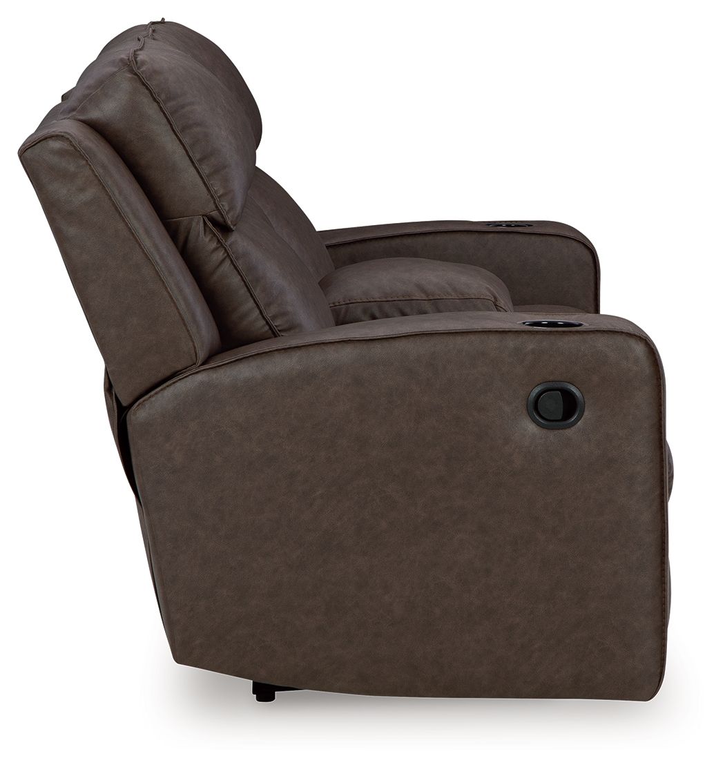 Lavenhorne - Dbl Reclining Loveseat W/Console - Faux Leather - Granite