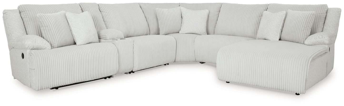 Top Tier - 6-Piece Reclining Sectional With Raf Chaise - Fabric - Alloy