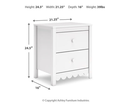 Hallityn - Two Drawer Night Stand - White