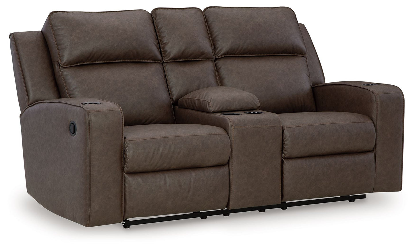 Lavenhorne - Dbl Reclining Loveseat W/Console - Faux Leather - Granite