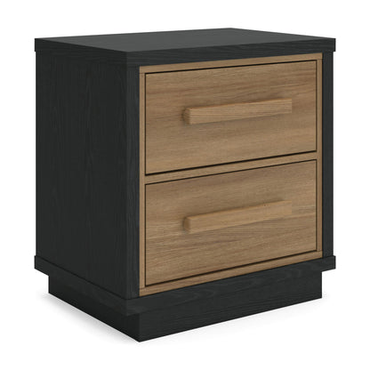 Kozmour - Two Drawer Night Stand - Black / Brown