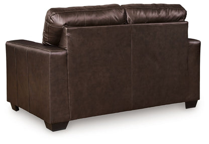 Santorine - Loveseat - Leather Match - Dark Brown