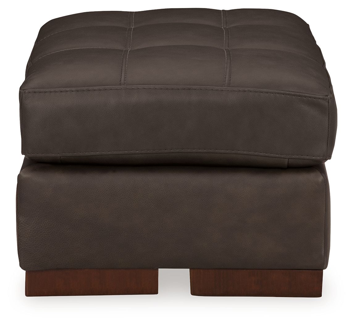 Luigi - Ottoman - Leather Match - Thunder