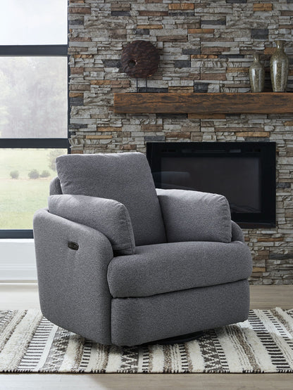 Alainmont Next-Gen Nuvella - Swivel Power Recliner - Salt And Pepper